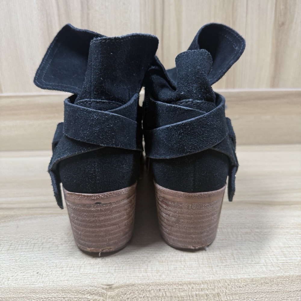 UGG Elora Ankle Bootie Black Suede Block Heel Pull-on Boots 1020295 Women Sz 7 - Picture 4 of 7